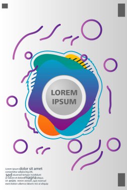 Memphis tarzı kitap tasarım koleksiyonu renkli şablonlarıyla geometrik şekiller, trendy Memphis desenlerle 80's-90's moda. reklam, davet, sunu izole vektör çizim için Ideal