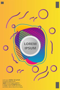 Memphis tarzı kitap tasarım koleksiyonu renkli şablonlarıyla geometrik şekiller, trendy Memphis desenlerle 80's-90's moda. reklam, davet, sunu izole vektör çizim için Ideal