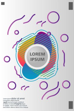 Memphis tarzı kitap tasarım koleksiyonu renkli şablonlarıyla geometrik şekiller, trendy Memphis desenlerle 80's-90's moda. reklam, davet, sunu izole vektör çizim için Ideal