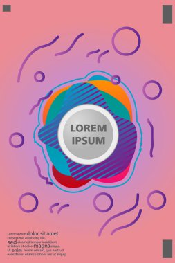 Memphis tarzı kitap tasarım koleksiyonu renkli şablonlarıyla geometrik şekiller, trendy Memphis desenlerle 80's-90's moda. reklam, davet, sunu izole vektör çizim için Ideal