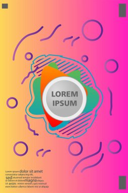 Memphis tarzı kitap tasarım koleksiyonu renkli şablonlarıyla geometrik şekiller, trendy Memphis desenlerle 80's-90's moda. reklam, davet, sunu izole vektör çizim için Ideal