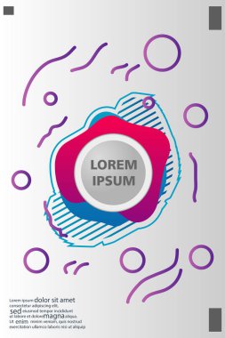 Memphis tarzı kitap tasarım koleksiyonu renkli şablonlarıyla geometrik şekiller, trendy Memphis desenlerle 80's-90's moda. reklam, davet, sunu izole vektör çizim için Ideal