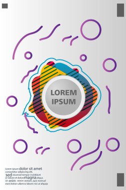 Memphis tarzı kitap tasarım koleksiyonu renkli şablonlarıyla geometrik şekiller, trendy Memphis desenlerle 80's-90's moda. reklam, davet, sunu izole vektör çizim için Ideal
