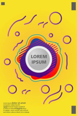 Memphis tarzı kitap tasarım koleksiyonu renkli şablonlarıyla geometrik şekiller, trendy Memphis desenlerle 80's-90's moda. reklam, davet, sunu izole vektör çizim için Ideal