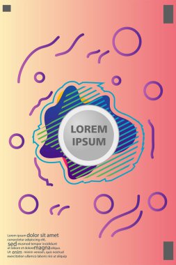 Memphis tarzı kitap tasarım koleksiyonu renkli şablonlarıyla geometrik şekiller, trendy Memphis desenlerle 80's-90's moda. reklam, davet, sunu izole vektör çizim için Ideal