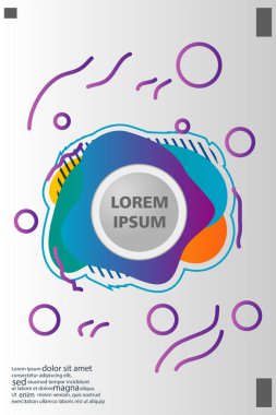 Memphis tarzı kitap tasarım koleksiyonu renkli şablonlarıyla geometrik şekiller, trendy Memphis desenlerle 80's-90's moda. reklam, davet, sunu izole vektör çizim için Ideal