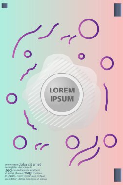 Memphis tarzı kitap tasarım koleksiyonu renkli şablonlarıyla geometrik şekiller, trendy Memphis desenlerle 80's-90's moda. reklam, davet, sunu izole vektör çizim için Ideal