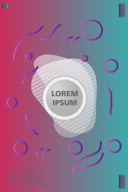 Memphis tarzı kitap tasarım koleksiyonu renkli şablonlarıyla geometrik şekiller, trendy Memphis desenlerle 80's-90's moda. reklam, davet, sunu izole vektör çizim için Ideal