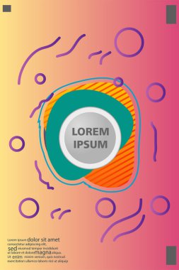 Memphis tarzı kitap tasarım koleksiyonu renkli şablonlarıyla geometrik şekiller, trendy Memphis desenlerle 80's-90's moda. reklam, davet, sunu izole vektör çizim için Ideal