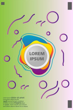 Memphis tarzı kitap tasarım koleksiyonu renkli şablonlarıyla geometrik şekiller, trendy Memphis desenlerle 80's-90's moda. reklam, davet, sunu izole vektör çizim için Ideal