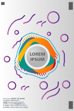 Memphis tarzı kitap tasarım koleksiyonu renkli şablonlarıyla geometrik şekiller, trendy Memphis desenlerle 80's-90's moda. reklam, davet, sunu izole vektör çizim için Ideal