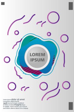 Memphis tarzı kitap tasarım koleksiyonu renkli şablonlarıyla geometrik şekiller, trendy Memphis desenlerle 80's-90's moda. reklam, davet, sunu izole vektör çizim için Ideal