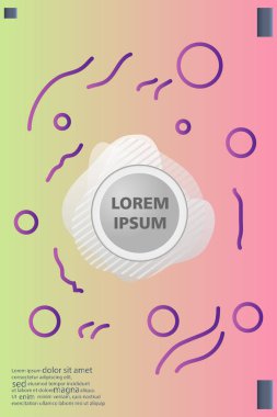 Memphis tarzı kitap tasarım koleksiyonu renkli şablonlarıyla geometrik şekiller, trendy Memphis desenlerle 80's-90's moda. reklam, davet, sunu izole vektör çizim için Ideal