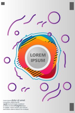 Memphis tarzı kitap tasarım koleksiyonu renkli şablonlarıyla geometrik şekiller, trendy Memphis desenlerle 80's-90's moda. reklam, davet, sunu izole vektör çizim için Ideal