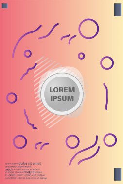 Memphis tarzı kitap tasarım koleksiyonu renkli şablonlarıyla geometrik şekiller, trendy Memphis desenlerle 80's-90's moda. reklam, davet, sunu izole vektör çizim için Ideal