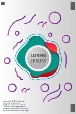 Memphis tarzı kitap tasarım koleksiyonu renkli şablonlarıyla geometrik şekiller, trendy Memphis desenlerle 80's-90's moda. reklam, davet, sunu izole vektör çizim için Ideal