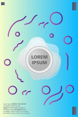 Memphis tarzı kitap tasarım koleksiyonu renkli şablonlarıyla geometrik şekiller, trendy Memphis desenlerle 80's-90's moda. reklam, davet, sunu izole vektör çizim için Ideal