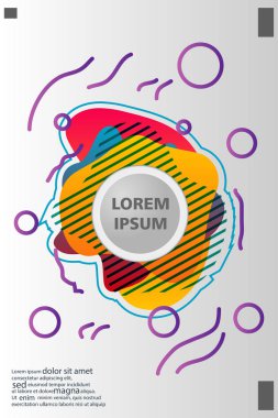 Memphis tarzı kitap tasarım koleksiyonu renkli şablonlarıyla geometrik şekiller, trendy Memphis desenlerle 80's-90's moda. reklam, davet, sunu izole vektör çizim için Ideal