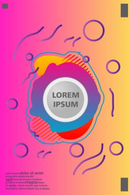 Memphis tarzı kitap tasarım koleksiyonu renkli şablonlarıyla geometrik şekiller, trendy Memphis desenlerle 80's-90's moda. reklam, davet, sunu izole vektör çizim için Ideal