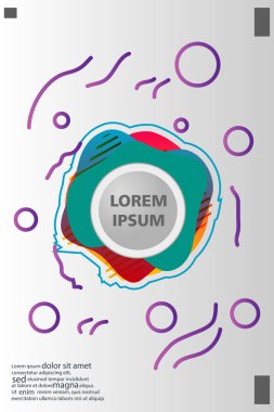 Memphis tarzı kitap tasarım koleksiyonu renkli şablonlarıyla geometrik şekiller, trendy Memphis desenlerle 80's-90's moda. reklam, davet, sunu izole vektör çizim için Ideal