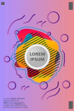 Memphis tarzı kitap tasarım koleksiyonu renkli şablonlarıyla geometrik şekiller, trendy Memphis desenlerle 80's-90's moda. reklam, davet, sunu izole vektör çizim için Ideal