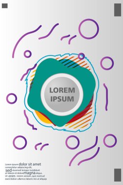 Memphis tarzı kitap tasarım koleksiyonu renkli şablonlarıyla geometrik şekiller, trendy Memphis desenlerle 80's-90's moda. reklam, davet, sunu izole vektör çizim için Ideal