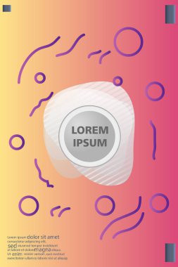 Memphis tarzı kitap tasarım koleksiyonu renkli şablonlarıyla geometrik şekiller, trendy Memphis desenlerle 80's-90's moda. reklam, davet, sunu izole vektör çizim için Ideal