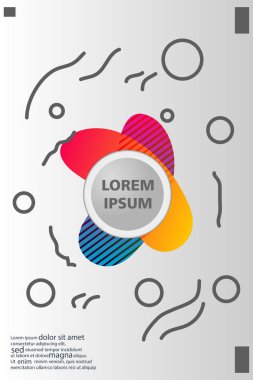 Memphis tarzı kitap tasarım koleksiyonu renkli şablonlarıyla geometrik şekiller, trendy Memphis desenlerle 80's-90's moda. reklam, davet, sunu izole vektör çizim için Ideal