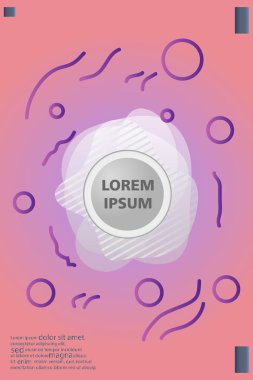 Memphis tarzı kitap tasarım koleksiyonu renkli şablonlarıyla geometrik şekiller, trendy Memphis desenlerle 80's-90's moda. reklam, davet, sunu izole vektör çizim için Ideal