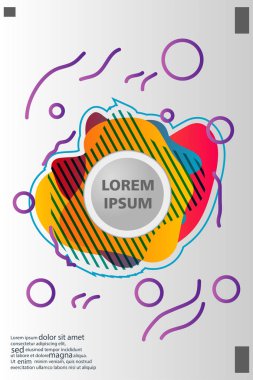 Memphis tarzı kitap tasarım koleksiyonu renkli şablonlarıyla geometrik şekiller, trendy Memphis desenlerle 80's-90's moda. reklam, davet, sunu izole vektör çizim için Ideal