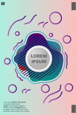 Memphis tarzı kitap tasarım koleksiyonu renkli şablonlarıyla geometrik şekiller, trendy Memphis desenlerle 80's-90's moda. reklam, davet, sunu izole vektör çizim için Ideal