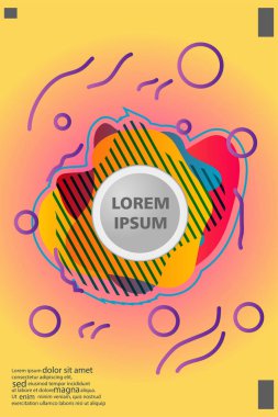 Memphis tarzı kitap tasarım koleksiyonu renkli şablonlarıyla geometrik şekiller, trendy Memphis desenlerle 80's-90's moda. reklam, davet, sunu izole vektör çizim için Ideal