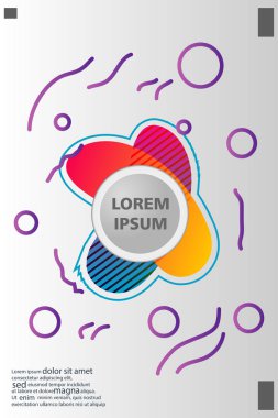 Memphis tarzı kitap tasarım koleksiyonu renkli şablonlarıyla geometrik şekiller, trendy Memphis desenlerle 80's-90's moda. reklam, davet, sunu izole vektör çizim için Ideal