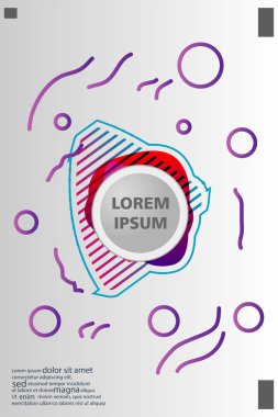 Memphis tarzı kitap tasarım koleksiyonu renkli şablonlarıyla geometrik şekiller, trendy Memphis desenlerle 80's-90's moda. reklam, davet, sunu izole vektör çizim için Ideal