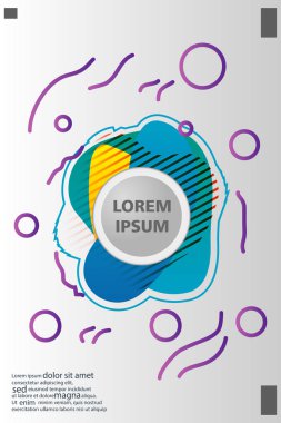 Memphis tarzı kitap tasarım koleksiyonu renkli şablonlarıyla geometrik şekiller, trendy Memphis desenlerle 80's-90's moda. reklam, davet, sunu izole vektör çizim için Ideal