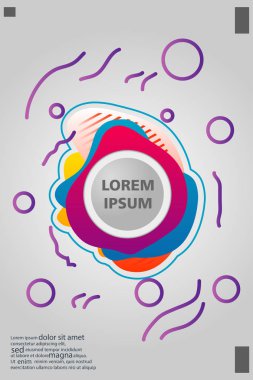 Memphis tarzı kitap tasarım koleksiyonu renkli şablonlarıyla geometrik şekiller, trendy Memphis desenlerle 80's-90's moda. reklam, davet, sunu izole vektör çizim için Ideal