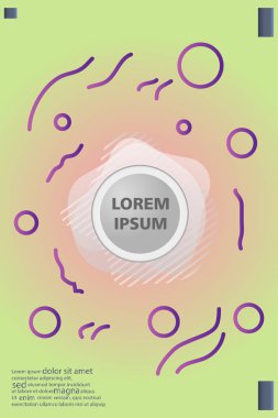 Memphis tarzı kitap tasarım koleksiyonu renkli şablonlarıyla geometrik şekiller, trendy Memphis desenlerle 80's-90's moda. reklam, davet, sunu izole vektör çizim için Ideal