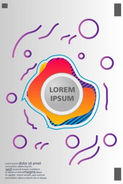 Memphis tarzı kitap tasarım koleksiyonu renkli şablonlarıyla geometrik şekiller, trendy Memphis desenlerle 80's-90's moda. reklam, davet, sunu izole vektör çizim için Ideal