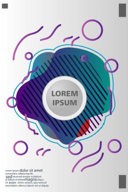 Memphis tarzı kitap tasarım koleksiyonu renkli şablonlarıyla geometrik şekiller, trendy Memphis desenlerle 80's-90's moda. reklam, davet, sunu izole vektör çizim için Ideal