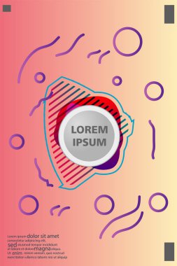 Memphis tarzı kitap tasarım koleksiyonu renkli şablonlarıyla geometrik şekiller, trendy Memphis desenlerle 80's-90's moda. reklam, davet, sunu izole vektör çizim için Ideal