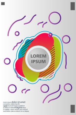 Memphis tarzı kitap tasarım koleksiyonu renkli şablonlarıyla geometrik şekiller, trendy Memphis desenlerle 80's-90's moda. reklam, davet, sunu izole vektör çizim için Ideal