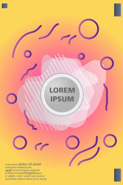 Memphis tarzı kitap tasarım koleksiyonu renkli şablonlarıyla geometrik şekiller, trendy Memphis desenlerle 80's-90's moda. reklam, davet, sunu izole vektör çizim için Ideal