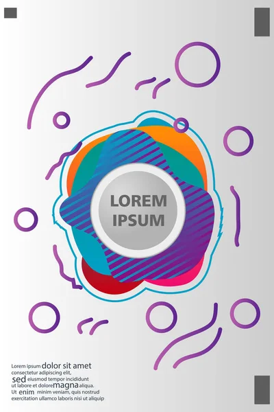 Memphis tarzı kitap tasarım koleksiyonu renkli şablonlarıyla geometrik şekiller, trendy Memphis desenlerle 80's-90's moda. reklam, davet, sunu izole vektör çizim için Ideal