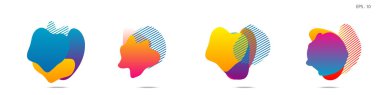 Soyut modern grafik öğeleri kümesi. Dinamik formlar ve satır renkli. Akan sıvı şekillerle degrade soyut afiş. Bir logo, afiş veya sununun tasarım şablonu. Vektör.