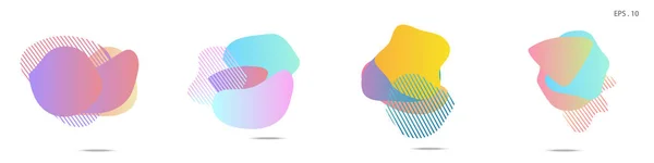 Soyut modern grafik öğeleri kümesi. Dinamik formlar ve satır renkli. Akan sıvı şekillerle degrade soyut afiş. Bir logo, afiş veya sununun tasarım şablonu. Vektör.