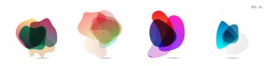 Soyut modern grafik öğeleri kümesi. Dinamik formlar ve satır renkli. Akan sıvı şekillerle degrade soyut afiş. Bir logo, afiş veya sununun tasarım şablonu. Vektör.