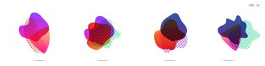 Soyut modern grafik öğeleri kümesi. Dinamik formlar ve satır renkli. Akan sıvı şekillerle degrade soyut afiş. Bir logo, afiş veya sununun tasarım şablonu. Vektör.