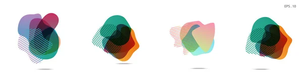 Ensemble Éléments Graphiques Abstraits Modernes Formes Colorées Dynamiques Ligne Bannières — Image vectorielle