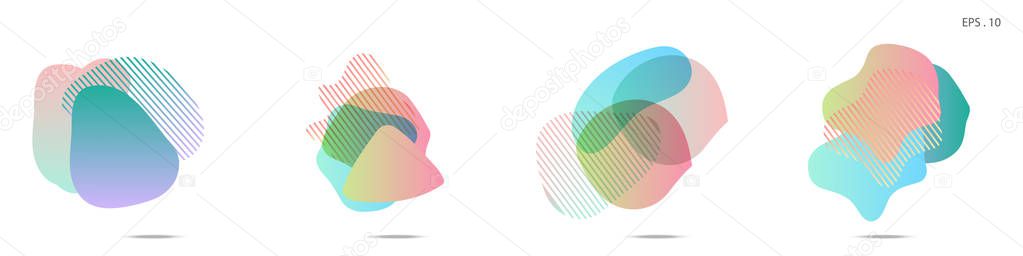 Set of abstract modern graphic elements. Dynamical colored forms and line. Gradient abstract banners with flowing liquid shapes. Template for the design of a logo, flyer or presentation. Vector.