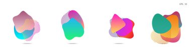 Soyut modern grafik öğeleri kümesi. Dinamik formlar ve satır renkli. Akan sıvı şekillerle degrade soyut afiş. Bir logo, afiş veya sununun tasarım şablonu. Vektör.